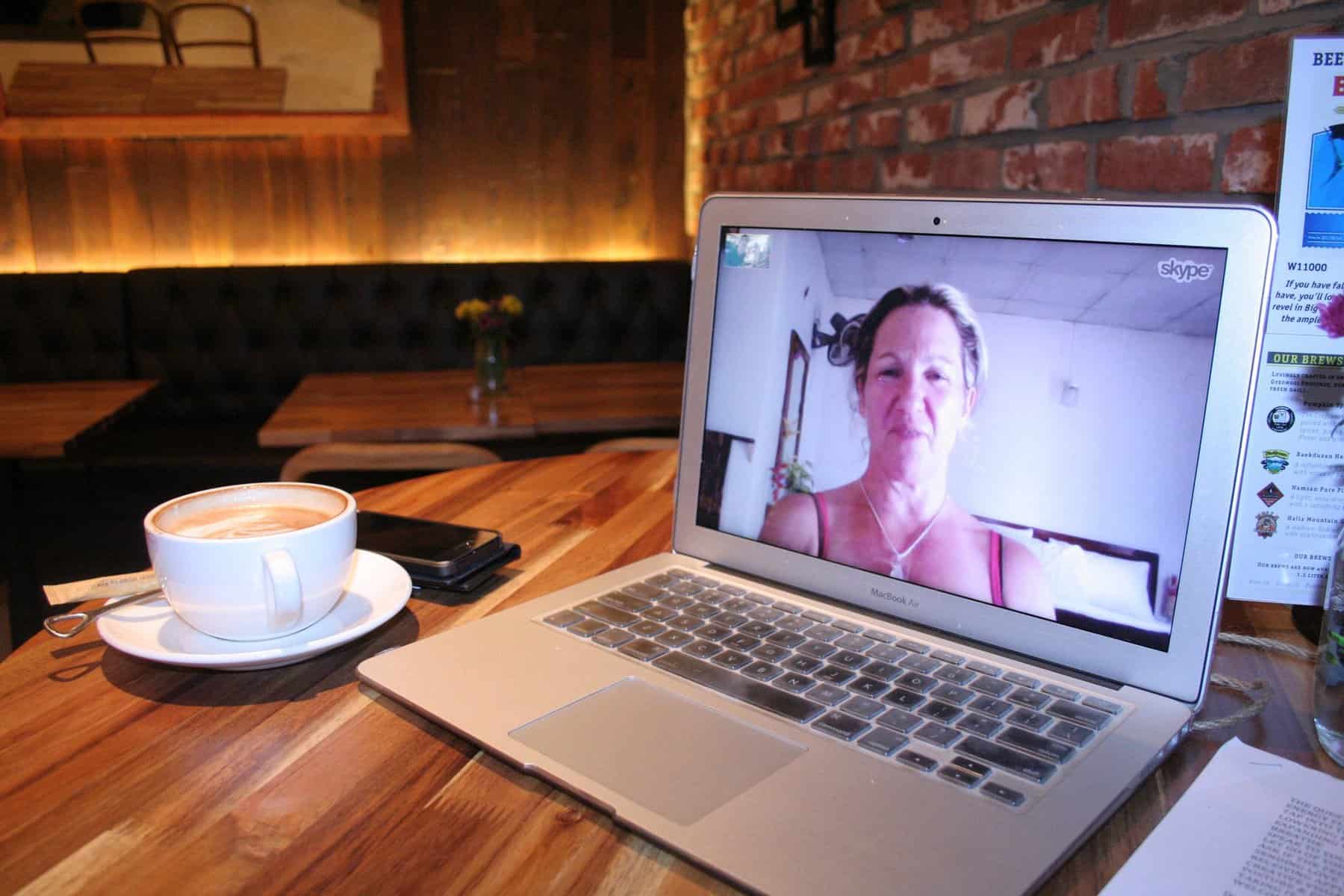 - Stay Connected in Croatia: Why SimLocal's eSIM is the Smart Traveler's Choice Skype video call on the laptop.