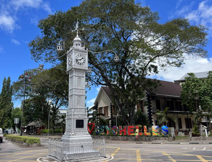 Clock tower in Victoria, Seychelles.