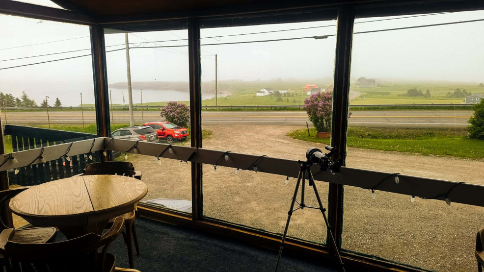 View from Bond Café, Pointe-Saint-Pierre, Percé, Quebec, Canada.