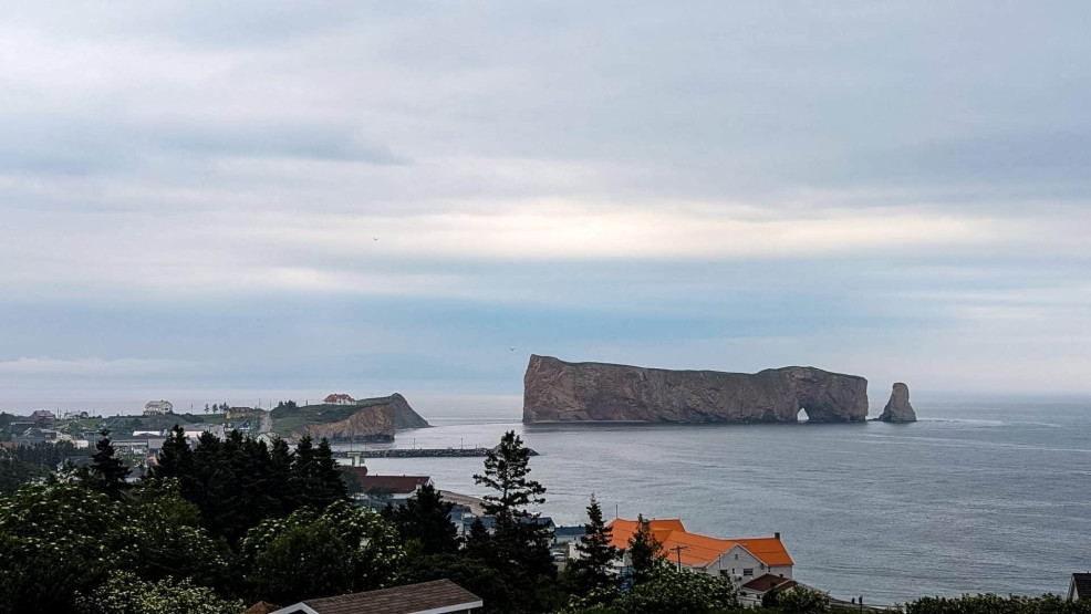 View from the room at Hotel Motel le Mirage in Percé, Quebéc, Canada.
