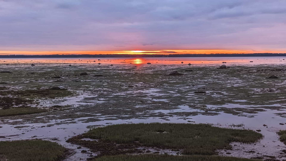 Sunset just opposite of La Brigade 225 in Rimouski, Quebec, Canada.