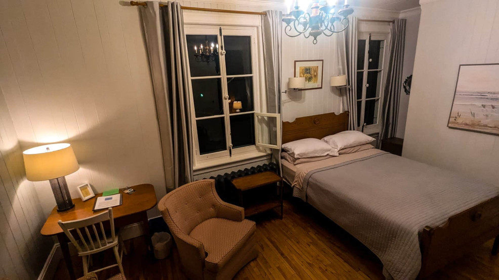 My room at the Auberge Comme au Premier Jour in Saint-Pacôme, Quebec, Canada.