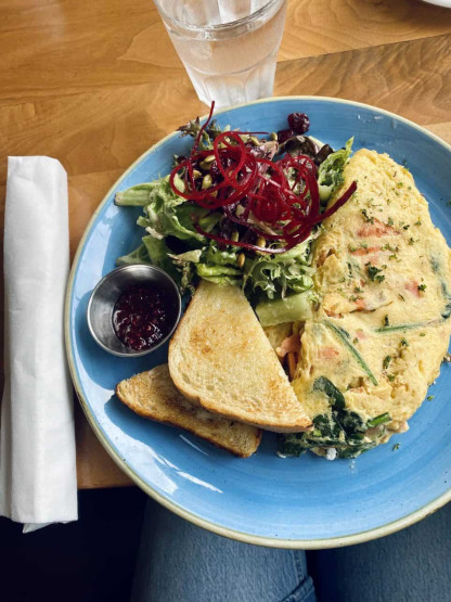 Omelette at the ABODE restaurant in Vancouver, Canada.