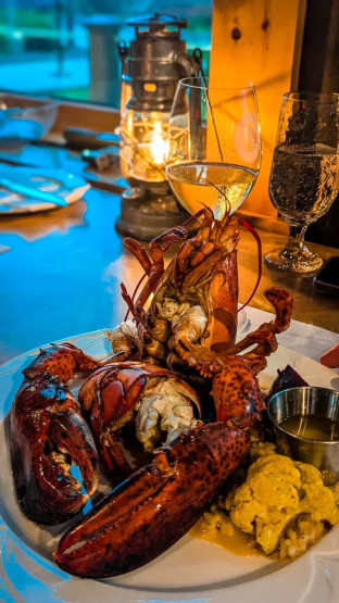 Lobster at La Maison du Pêcheur in Percé, Quebec, Canada.